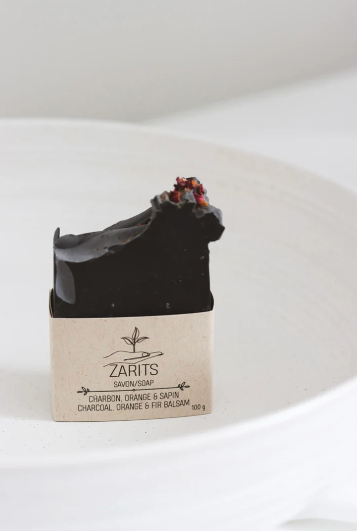 Savon Zarits au charbon noir, baume de sapin et orange douce