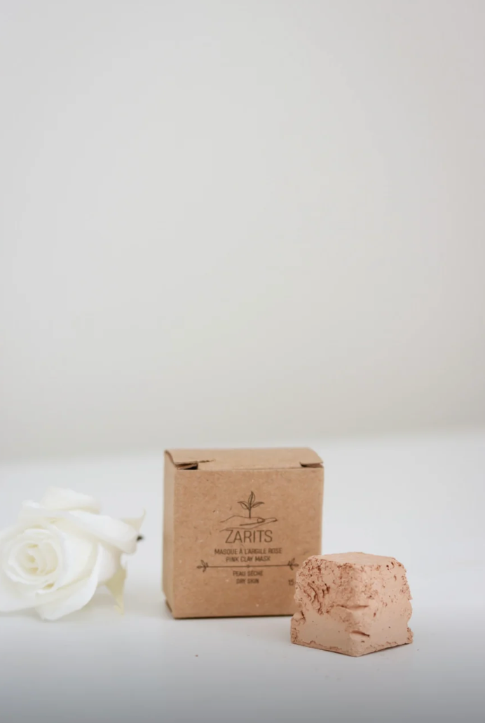 Masque à l'argile rose solide Zarits – Pour peaux sèches ou sensibles