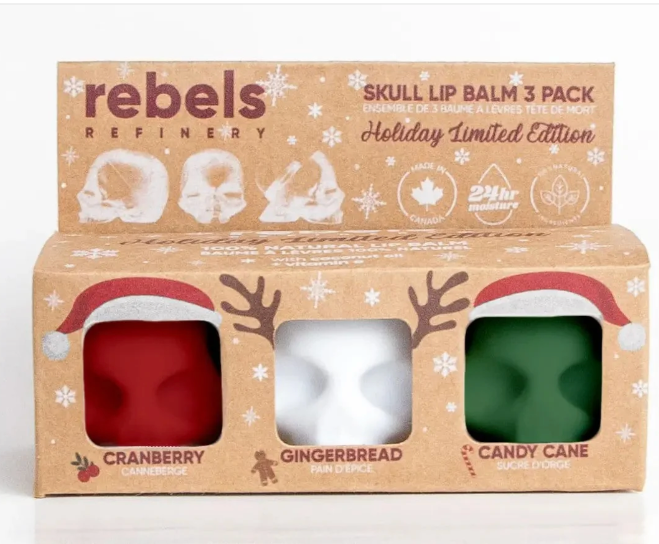 Baumes à lèvres Rebels Refinery Holiday Skull, lot de 3