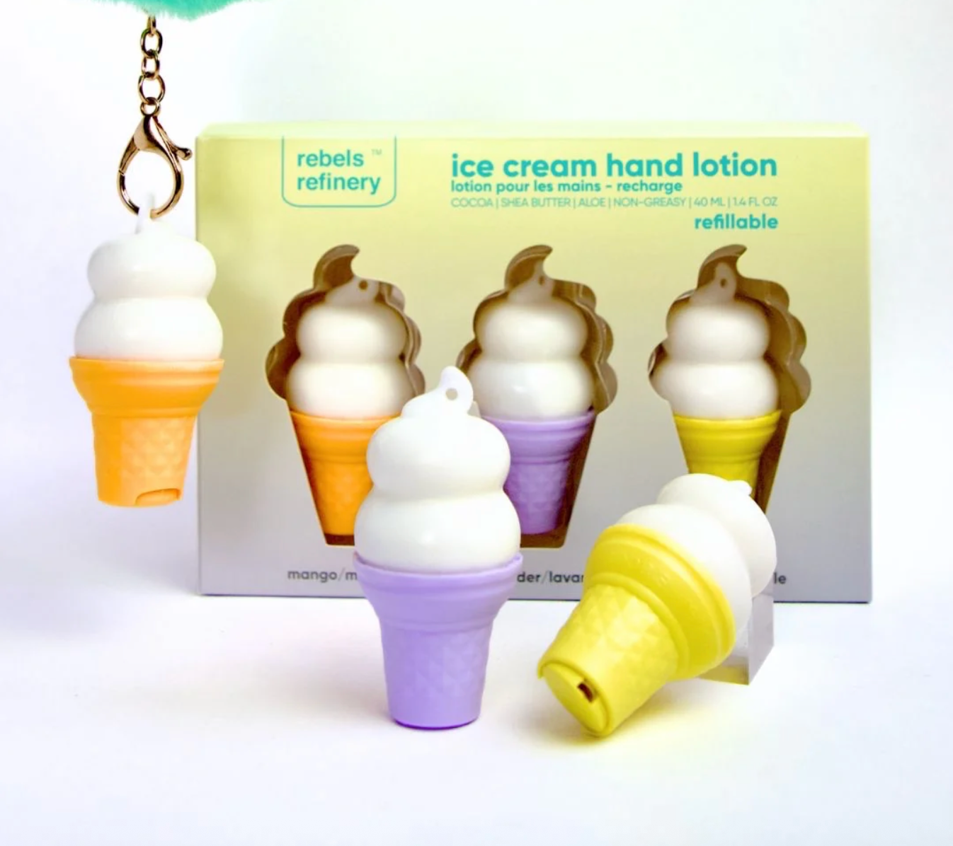 Lotion pour les mains Rebels Refinery Ice Cream – Coffret cadeau (Mangue, Lavande, Vanille)