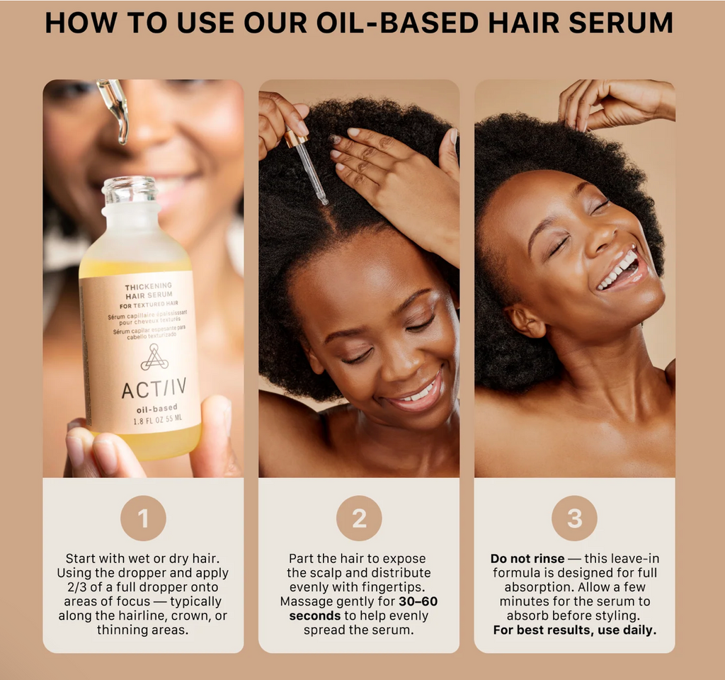 Sérum capillaire épaississant Actiiv – À base d'huile pour cheveux texturés