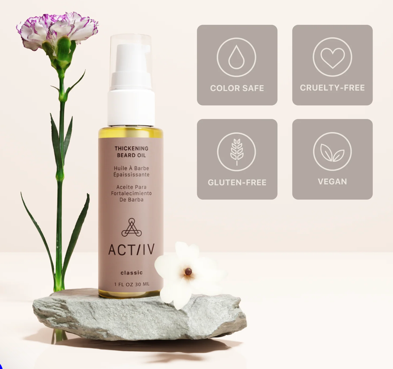 Huile à barbe épaississante Activiv – Parfum classique