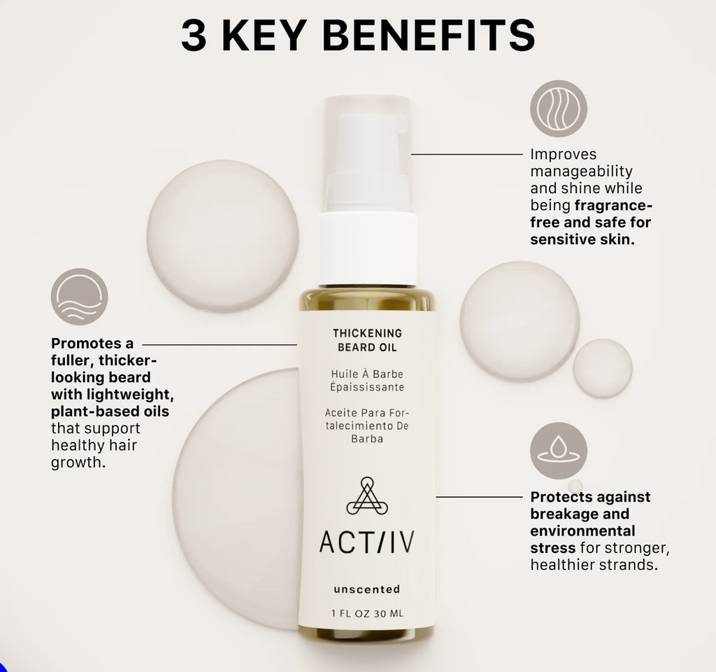 Huile à barbe épaississante Actiiv – Sans parfum