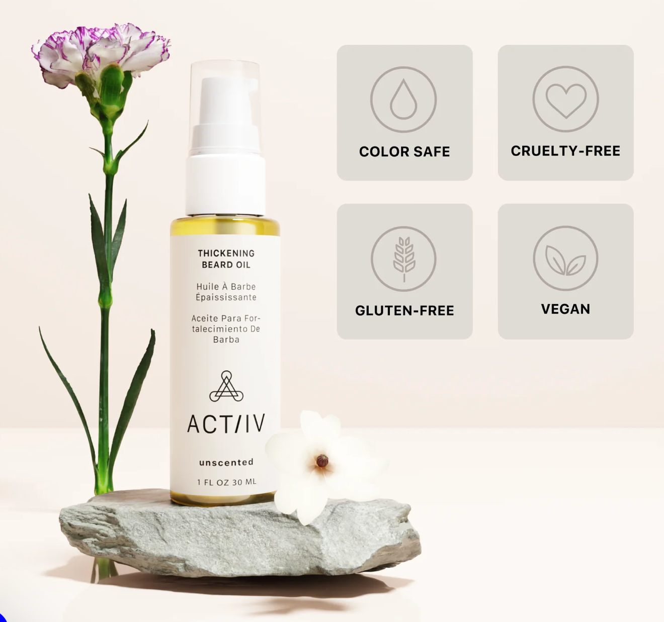 Huile à barbe épaississante Actiiv – Sans parfum