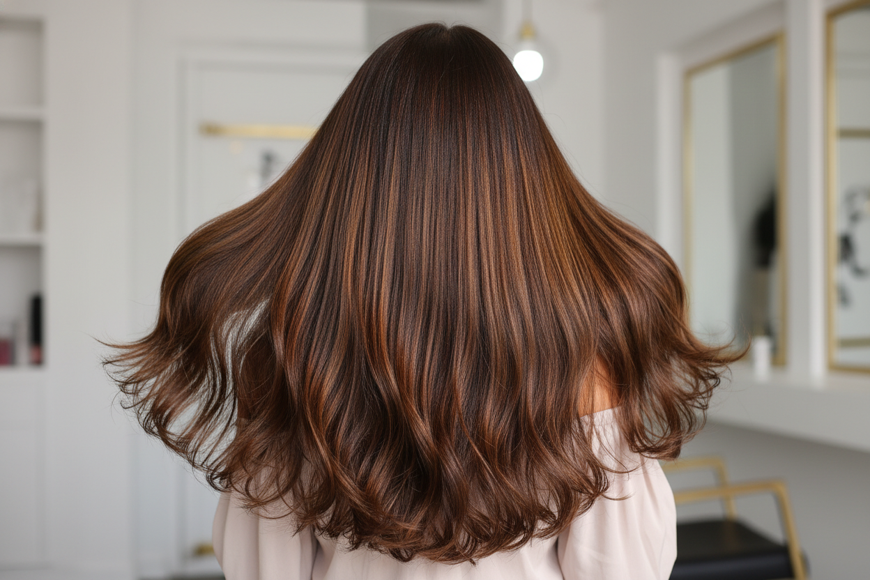 a person with hair extensions (from the back)